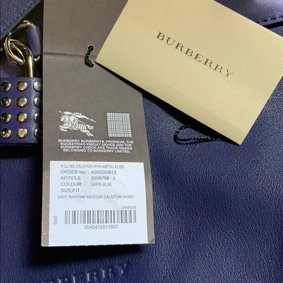 BURBERRY Lapis Blue Brit Rhythm Med. Dalston Hobo - Picture 2 of 10